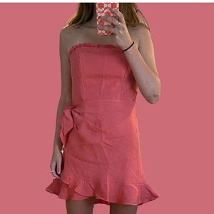 Saints and Secrets pink/coral strapless front tie dress size Large